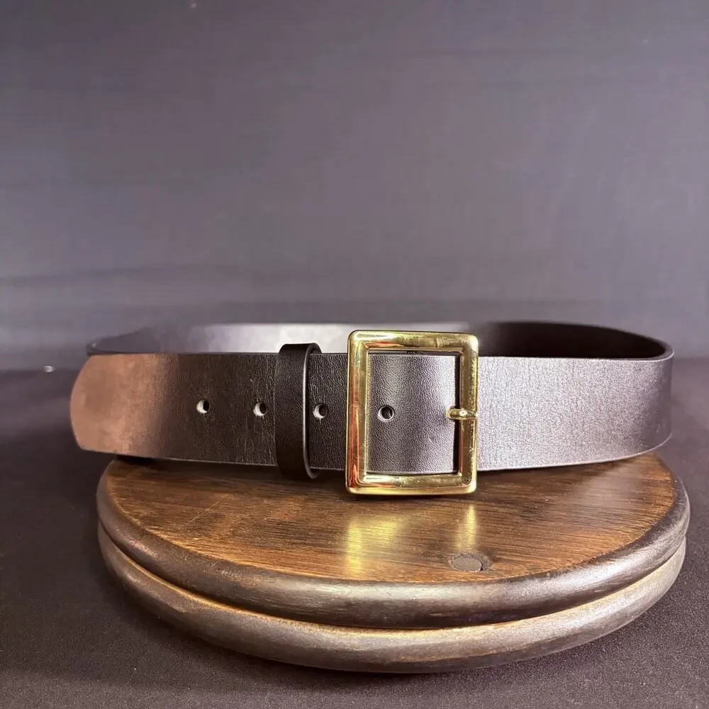 Galls Belt Size 44” Off Duty Plain Black Leather w/ Chrome Buckle LP1213 Law Pro